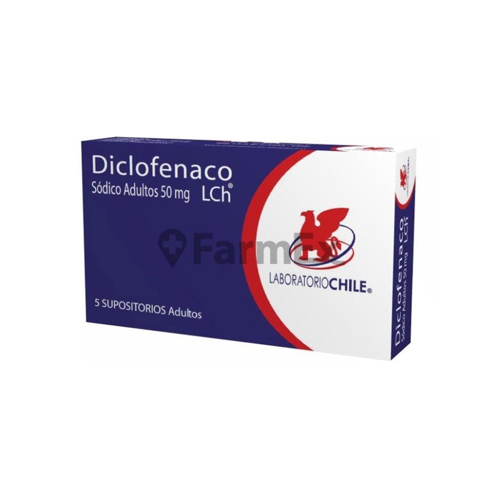 Diclofenaco Sodico Adultos 50 mg x 5 supositorios Farmex-BanMedica-Persistente